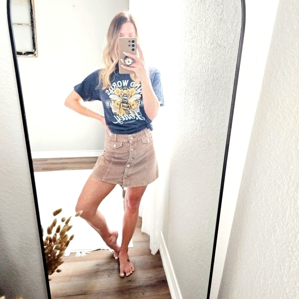 Urban Outfitters BDG Corduroy Button Down Front Mini Skirt Stretch 0